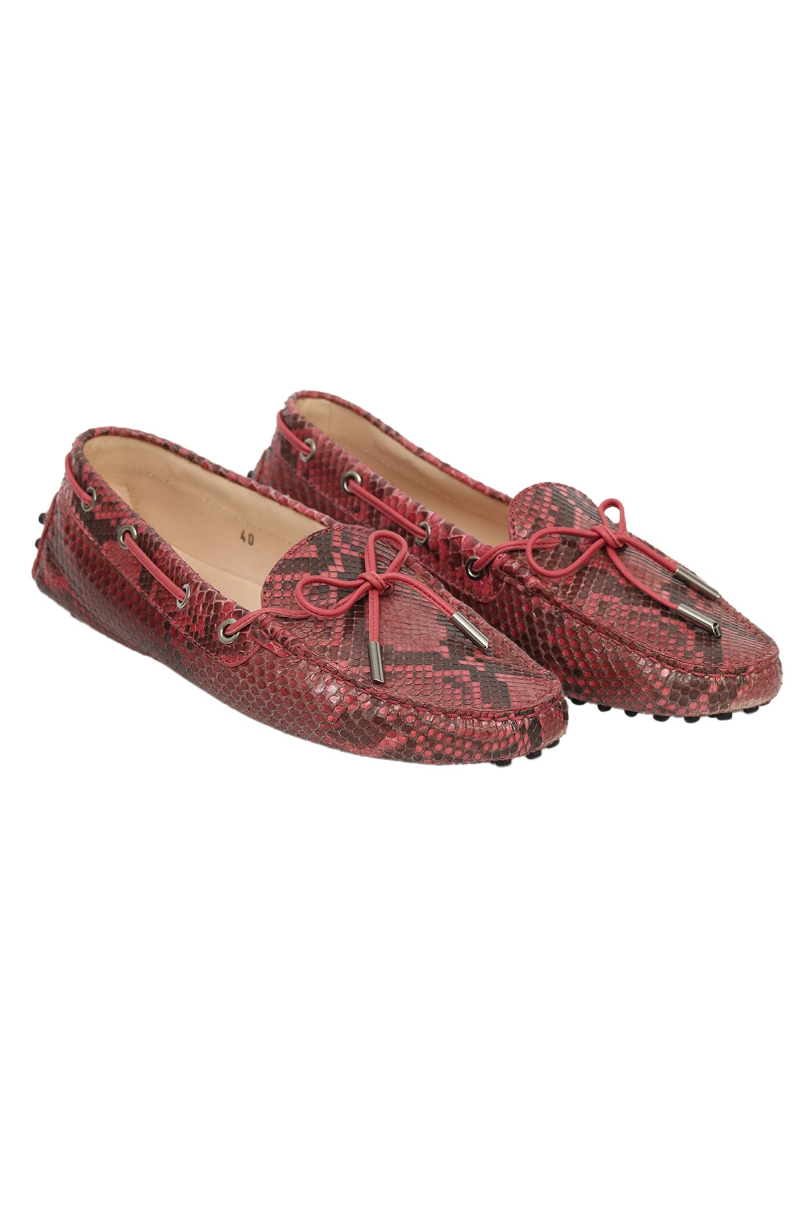 Tod'S EU 40 Red Python Leather Loafer