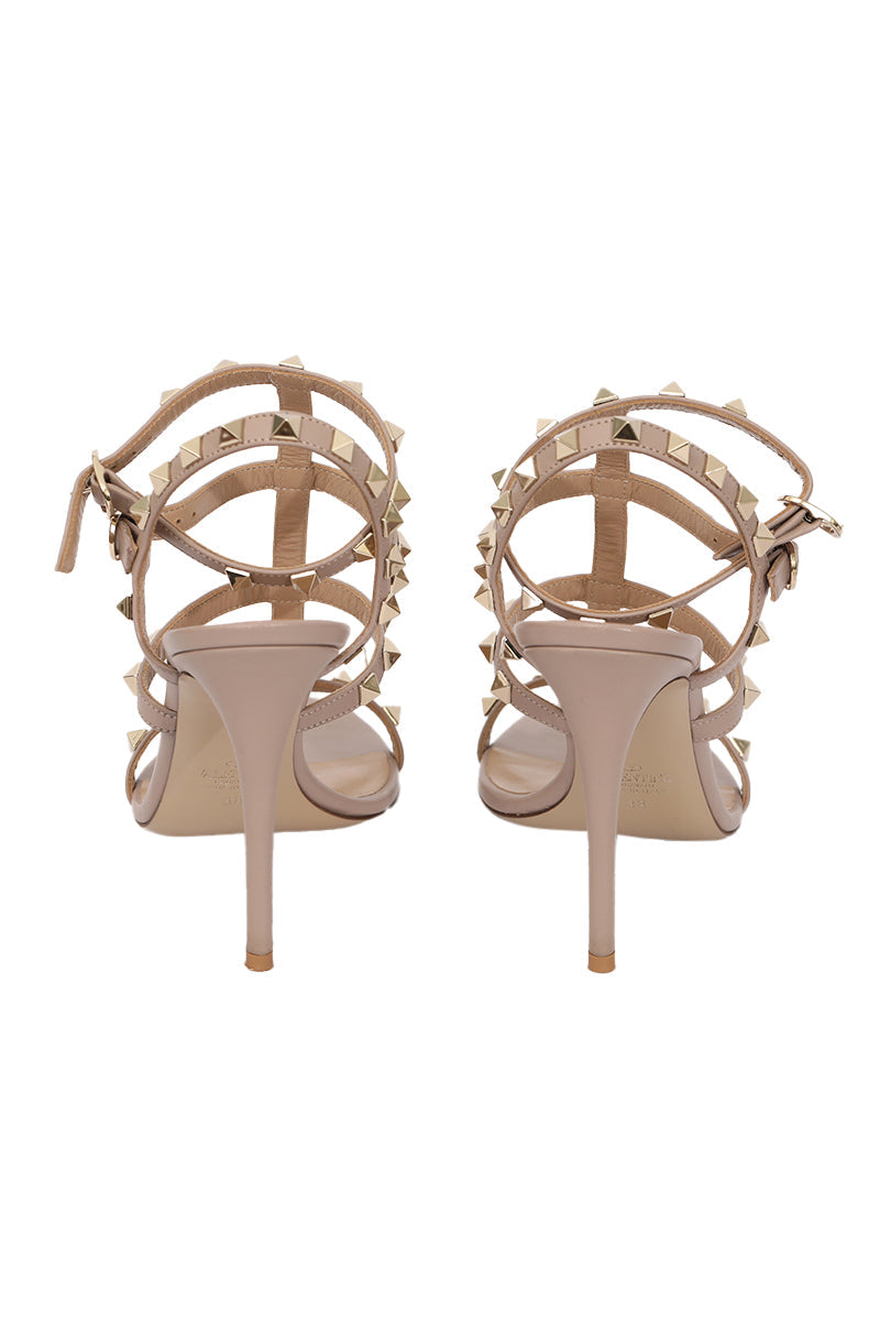 Valentino EU 38 Nude Rockstud Caged Sandal