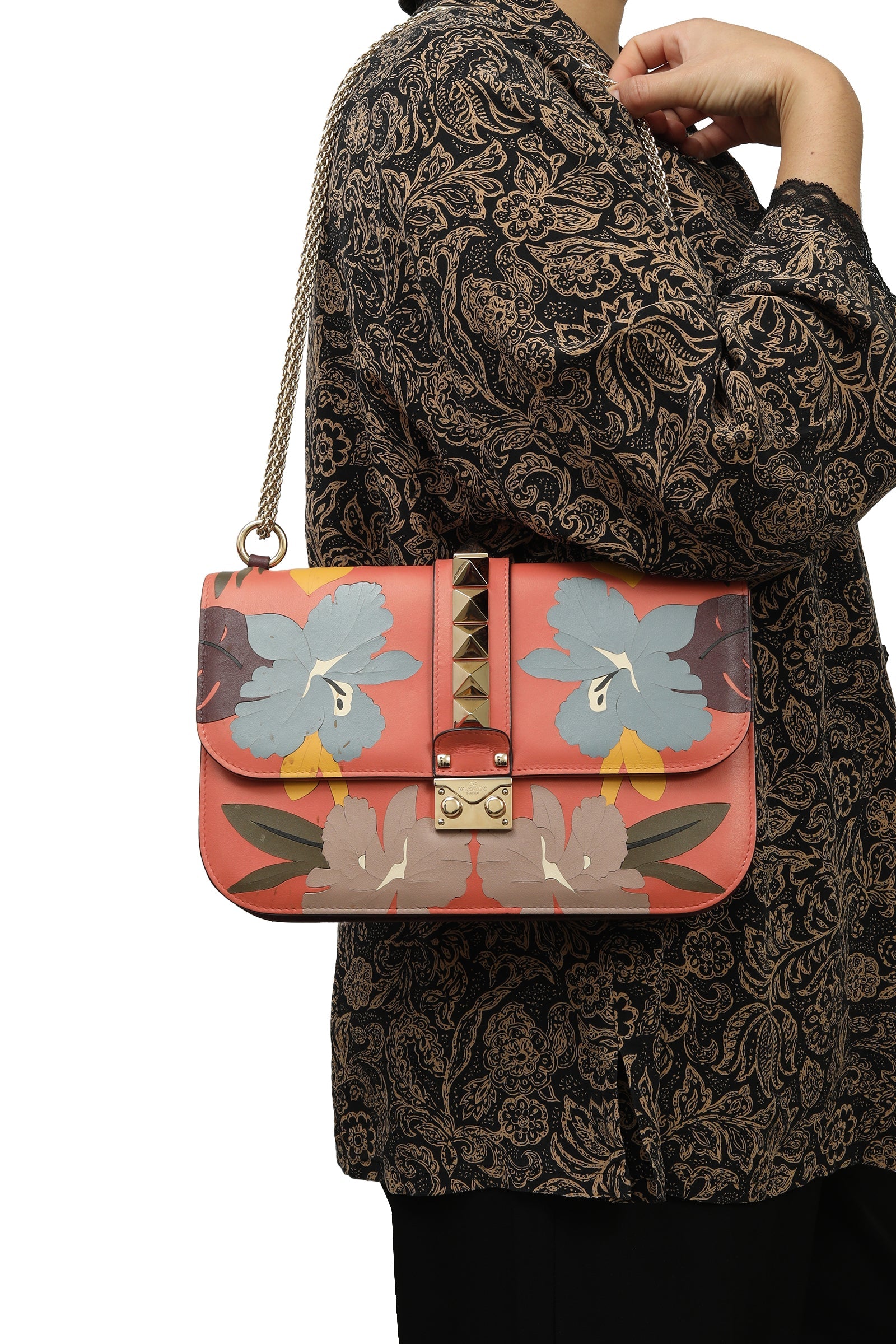 Valentino Garavani Glam Lock Floral Bag