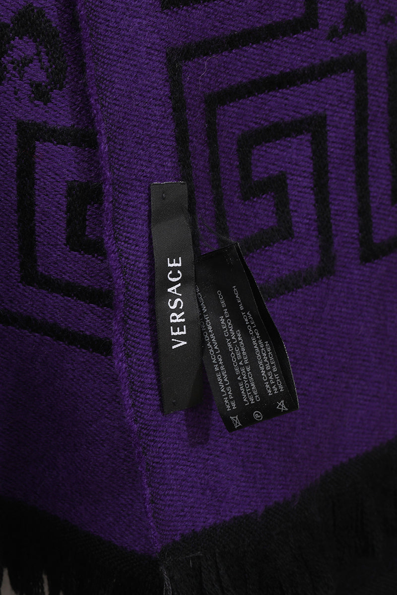Versace Lana Wool Purple Scarf