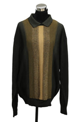 Yves Saint Laurent Size Xl Green/Yellow Stripped Polo Knitwear