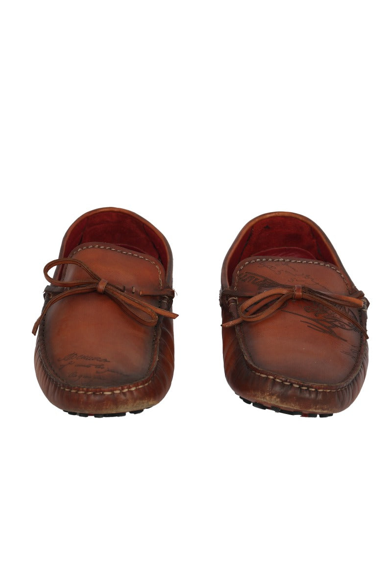 berluti-size-7-5-rust-leather-cursive-loafers
