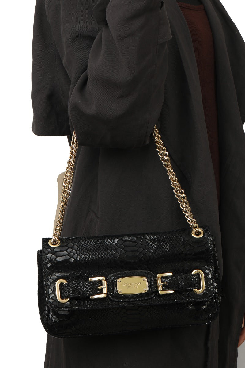 michael-kors-black-python-effect-leather-hamilton-flap-shoulder-bag