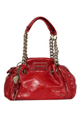 Versace Patent Leather Red Rushed Handbag