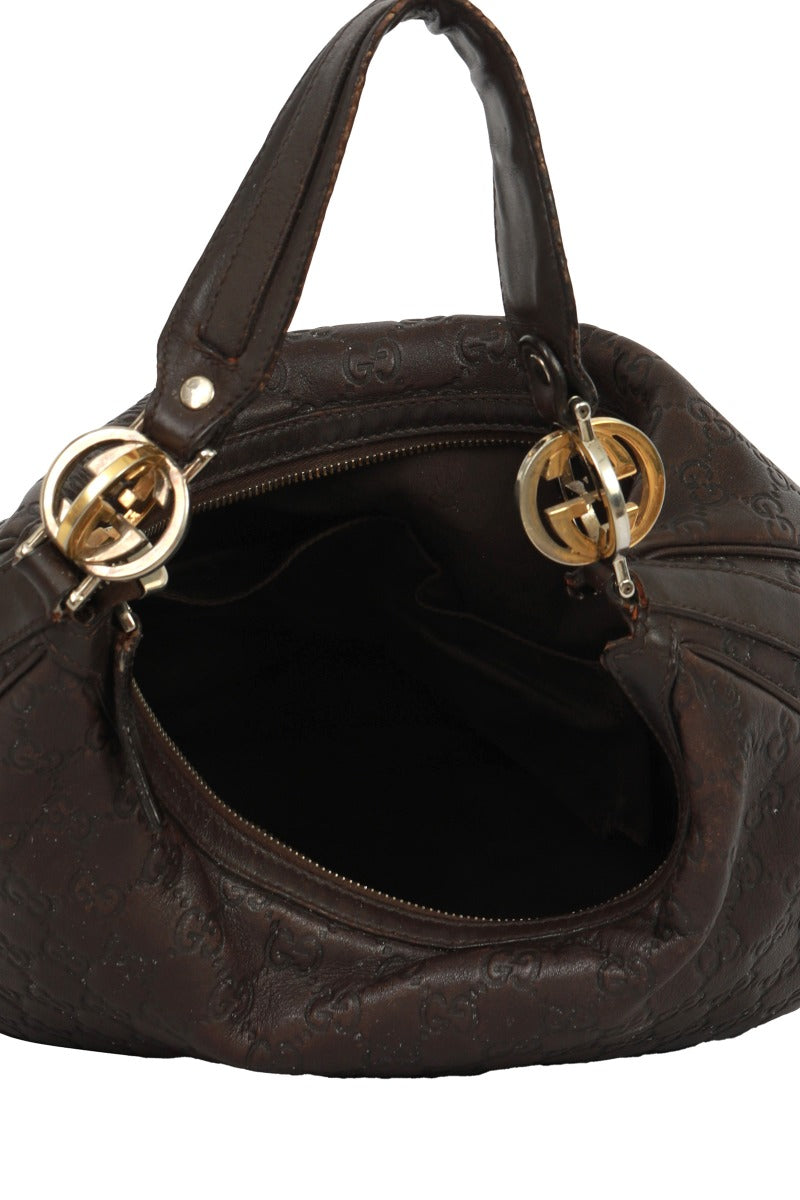 Gucci Monogram Guccissima Black Leather Twin Hobo Bag (Copy)