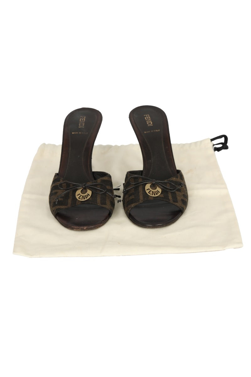 fendi-eu-39-brown-zucca-canvas-and-leather-bow-slides-heels