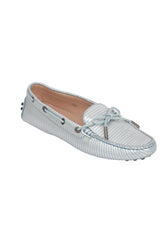 Tod'S EU 36.5 Stripped Silver Nubuck Women Loafers