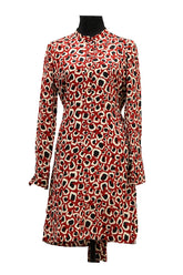 Gucci Size 40 Rusty Brown Cream Silk Long Sleeve Dress