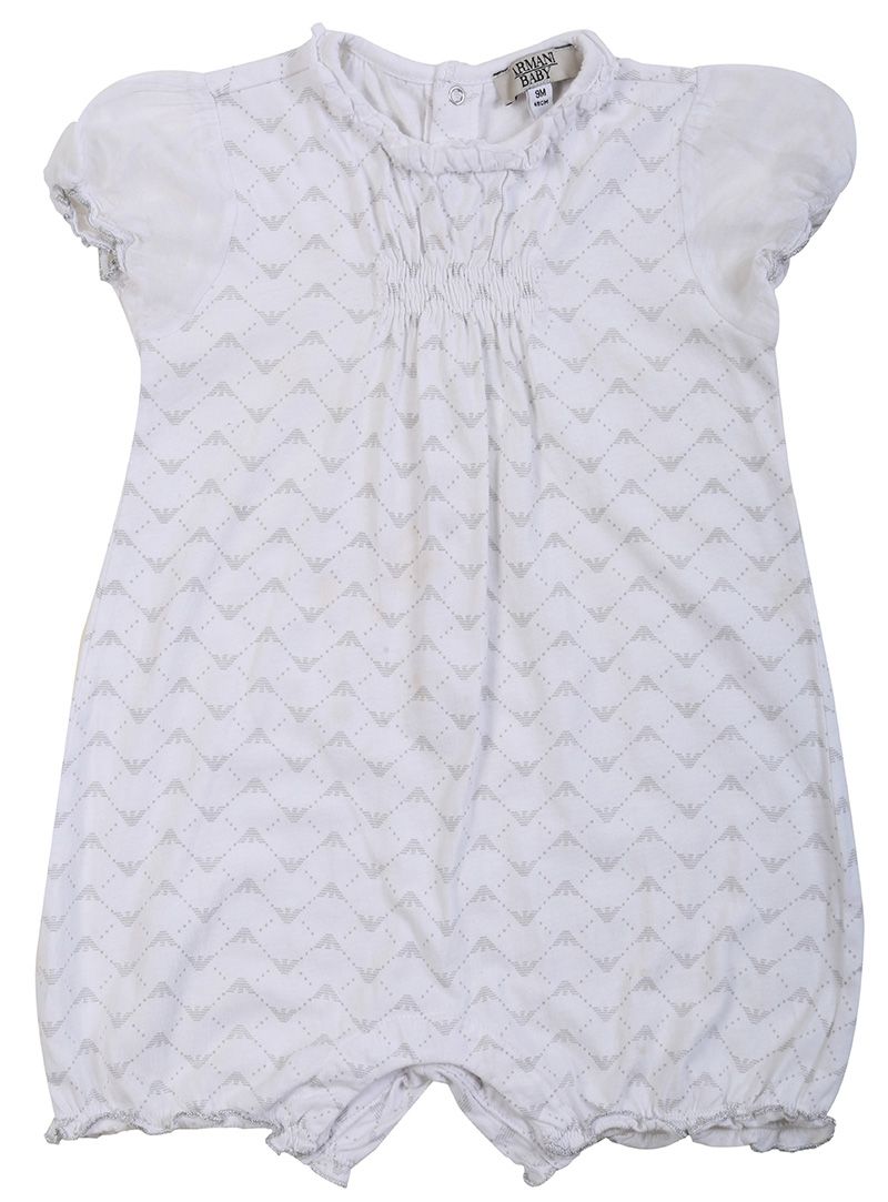 Armani Junior White All Over Logo Play Suit