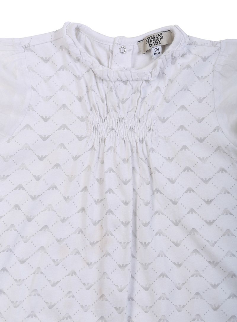 Armani Junior White All Over Logo Play Suit