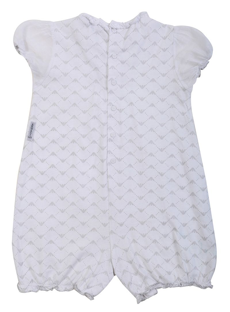 Armani Junior White All Over Logo Play Suit