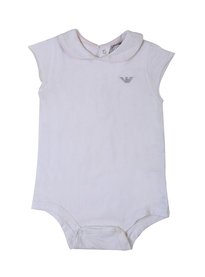 Armani Junior White Logo Onesie