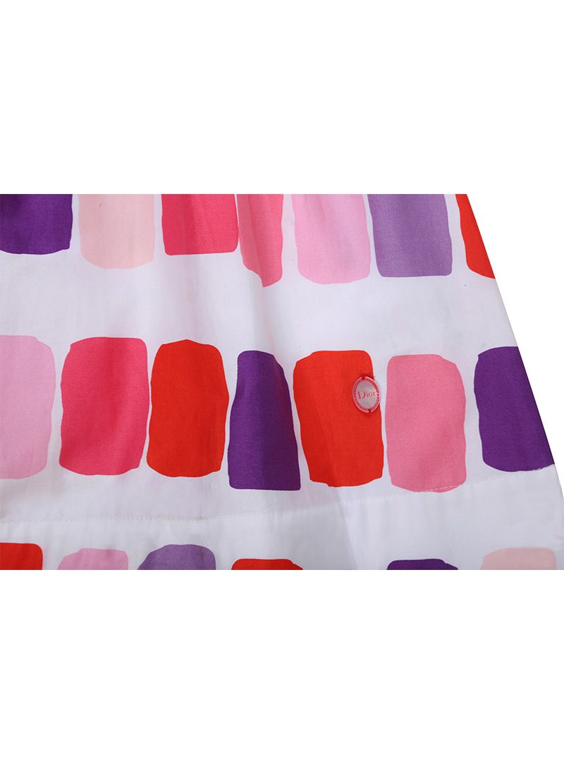 Baby Dior White Classic Printed Cotton Frock