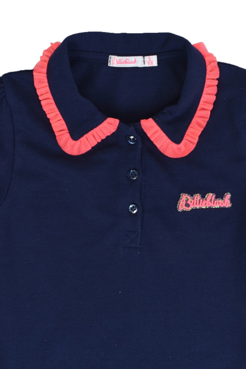 Billieblush Pique Polo Shirt With Frills