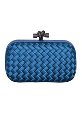 Bottega Veneta Blue Knotsatin Clutch