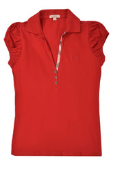 Burberry Cotton Pique Puff Sleeve Polo T Shirt