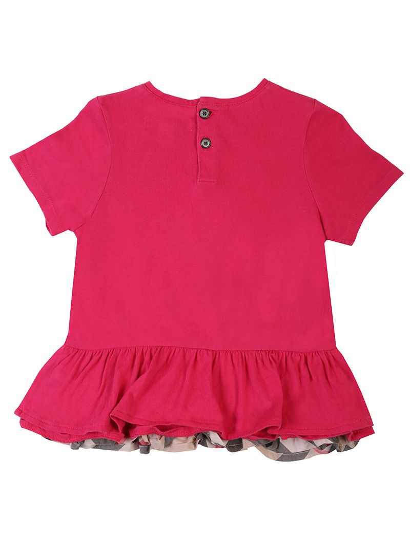 Burberry Hot Pink Peplum Top With Burberry Checks