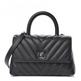 Chanel Caviar Chevron Quilted Mini Coco Handle Bag