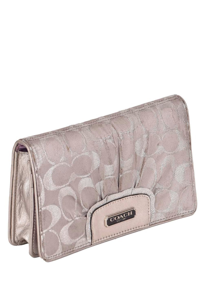 Coach Silver Monogram Clutch