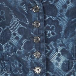 D&G Indigo Printed Washed Denim Lace Back Waist Coat