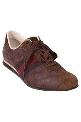 Gucci Gg Web Monogram Leather Sneakers