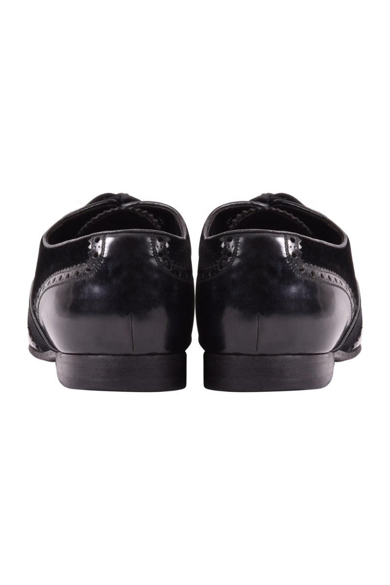 Gucci Patent Leather/Suede Lace Up Block Heel Oxfords