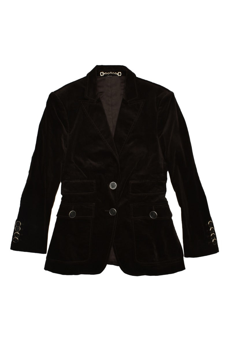 Gucci Velvet Logo Embroidered Blazer