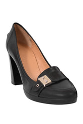 Hermes Black Leather Block Heels