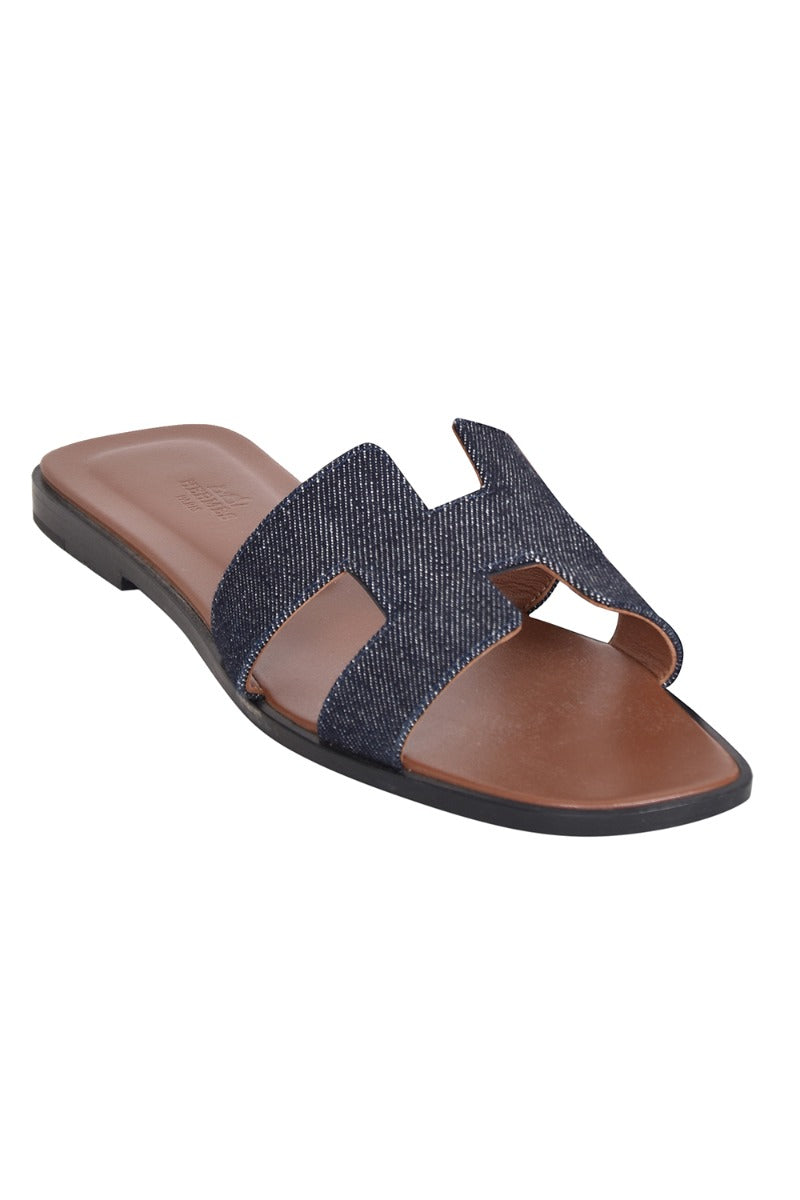 hermes-blue-denim-flats