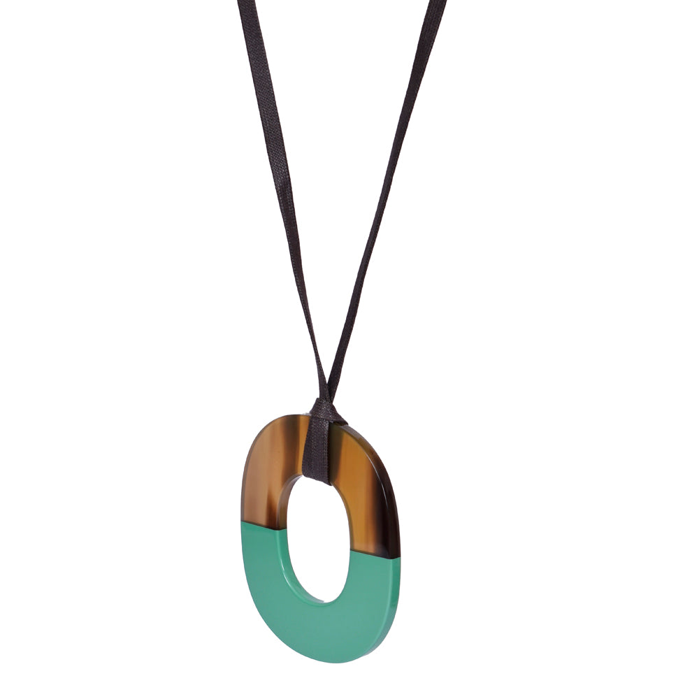 HERMES BUFFALO HORN PENDANT NECKLACE