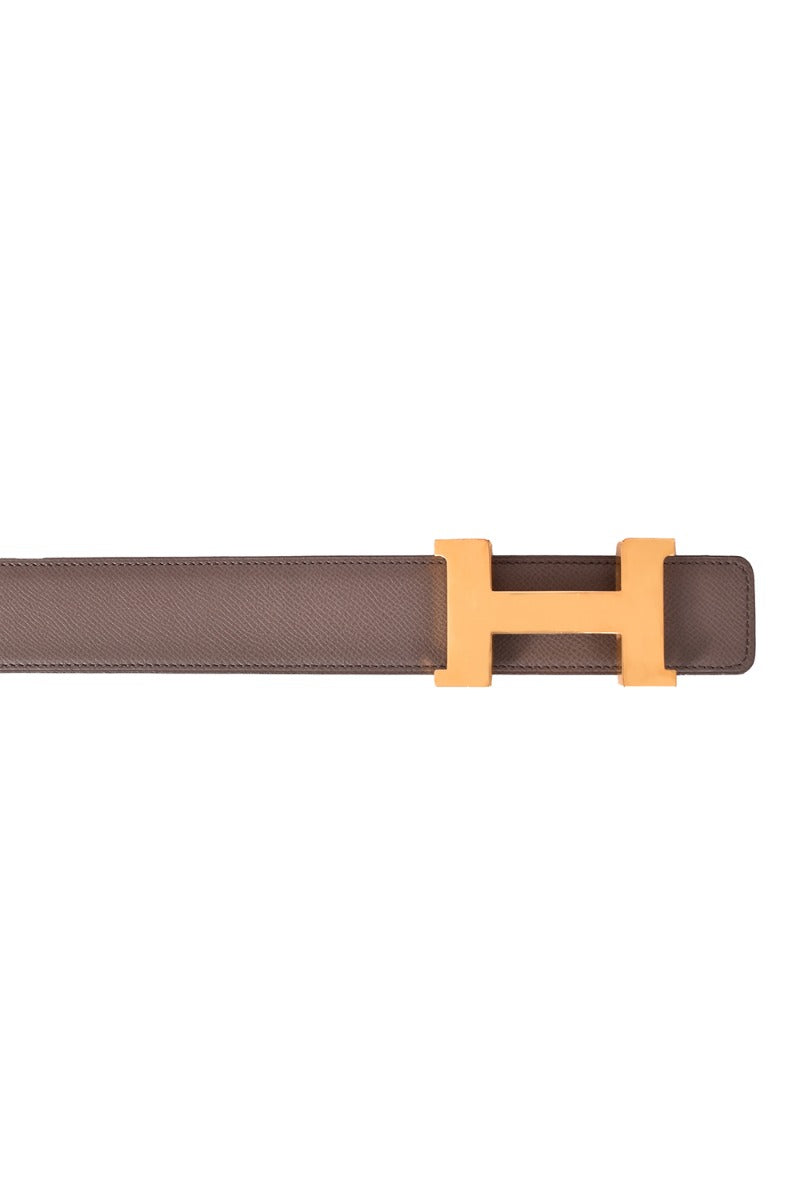Hermes H Golden Buckle Reversible Belt