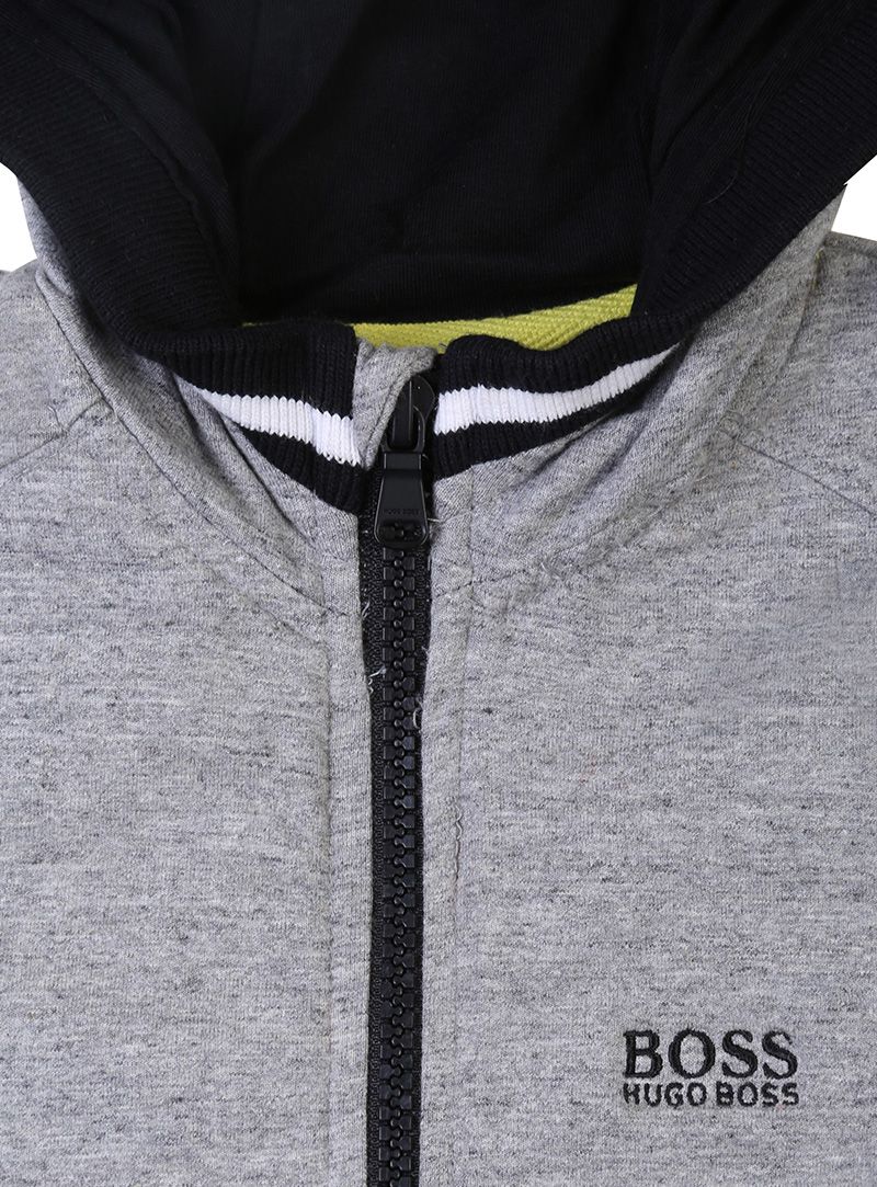 Hugo Boss Gray And Black Stripes Hoodie