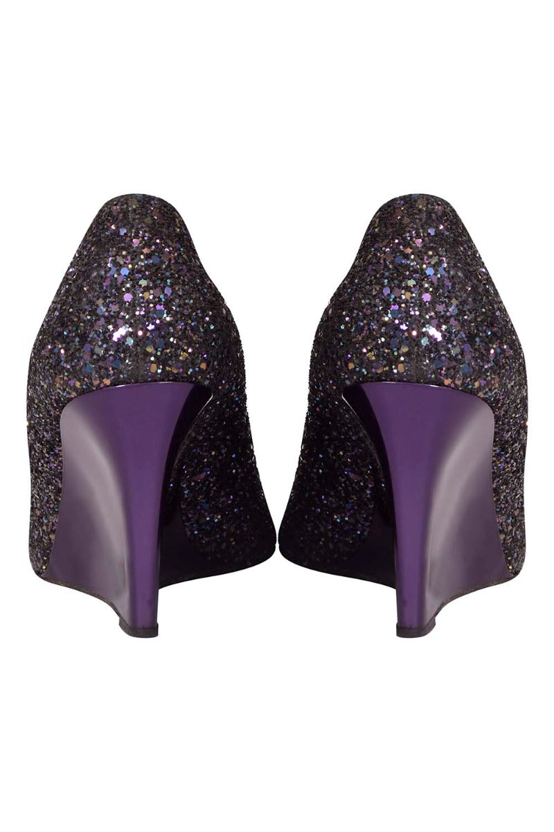 Jimmy Choo Glitter Encrusted Peep Toe Wedges