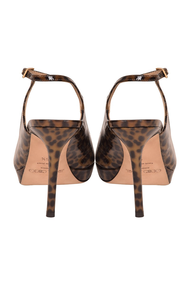 Jimmy Choo Leopard Print Patent Leather Peeptoes