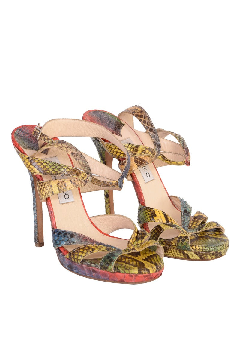 Jimmy Choo Snakeskin Print Peeptoes