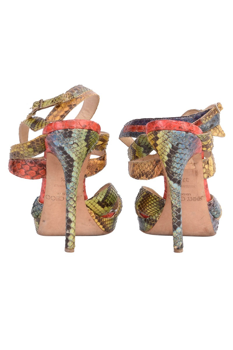 Jimmy Choo Snakeskin Print Peeptoes