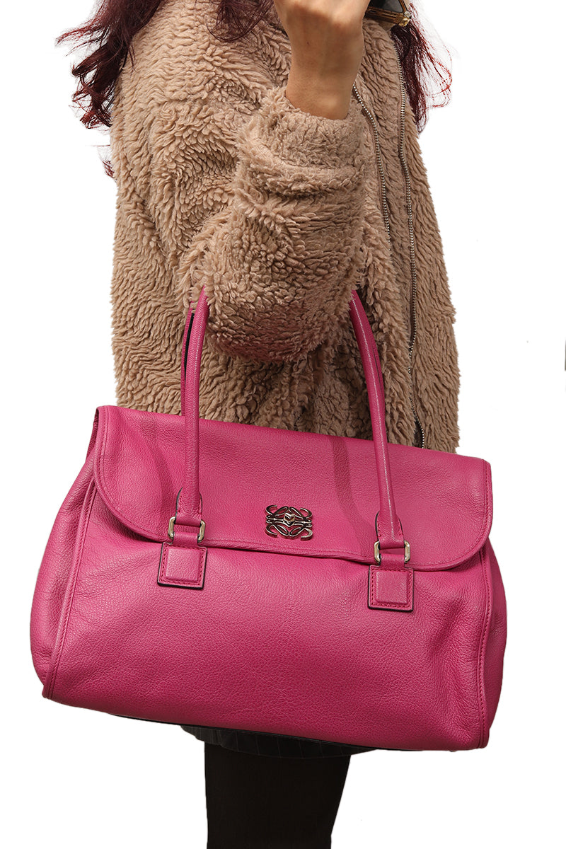 loewe-alamo-pink-leather-satchel-bag