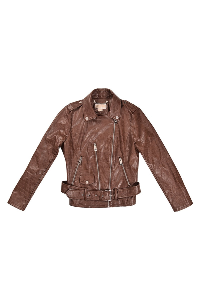 Michael Kors Faux Crocodile Leather Jacket