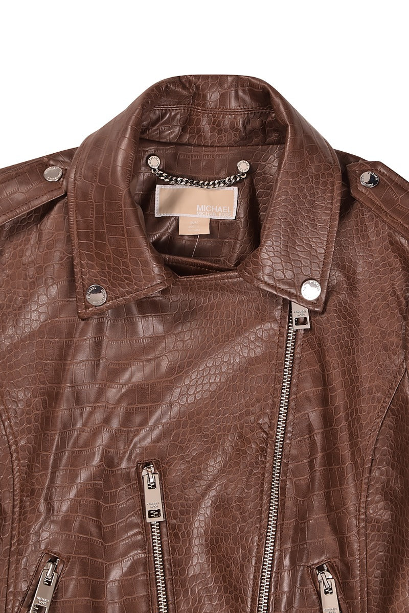 Michael Kors Faux Crocodile Leather Jacket