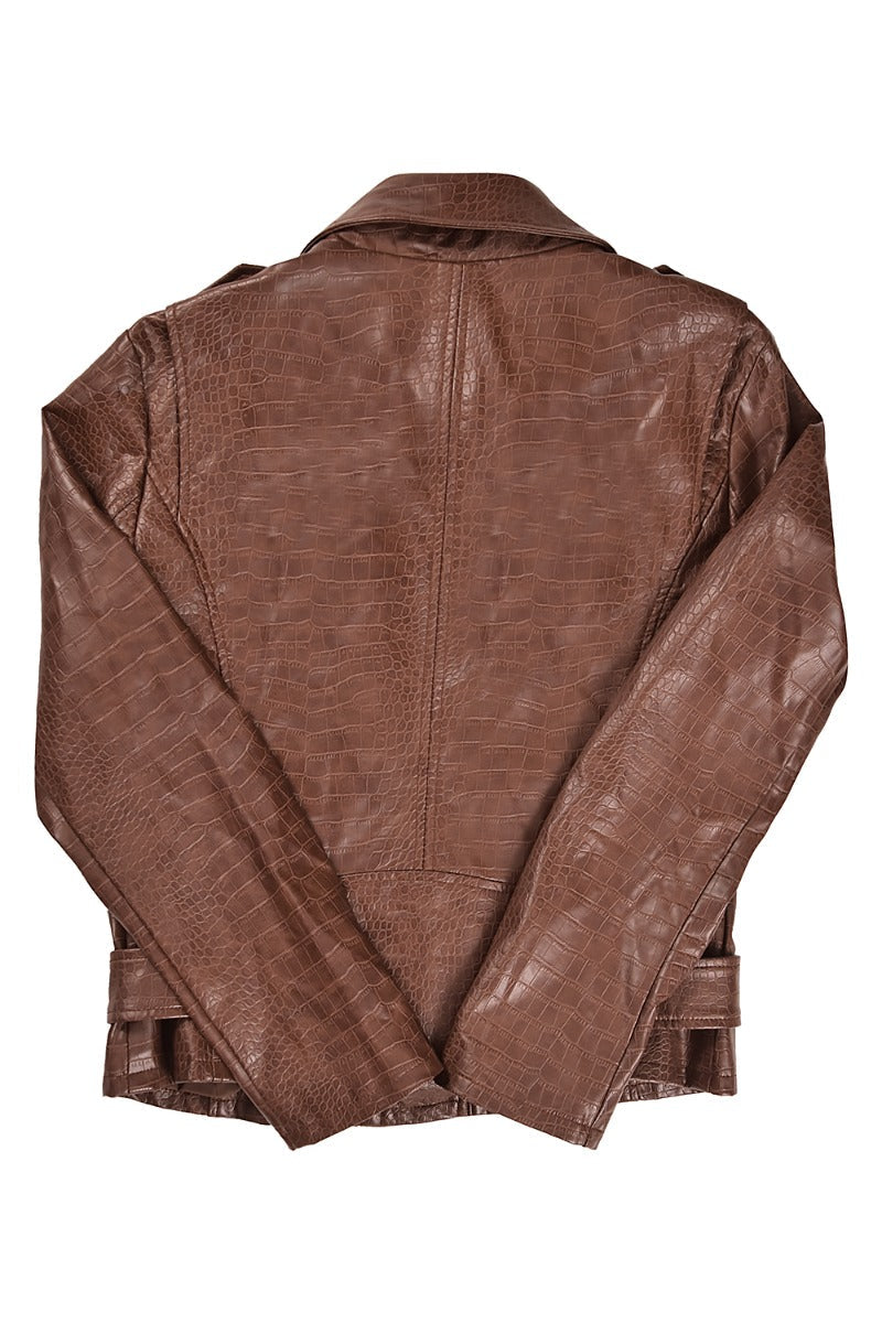 Michael Kors Faux Crocodile Leather Jacket