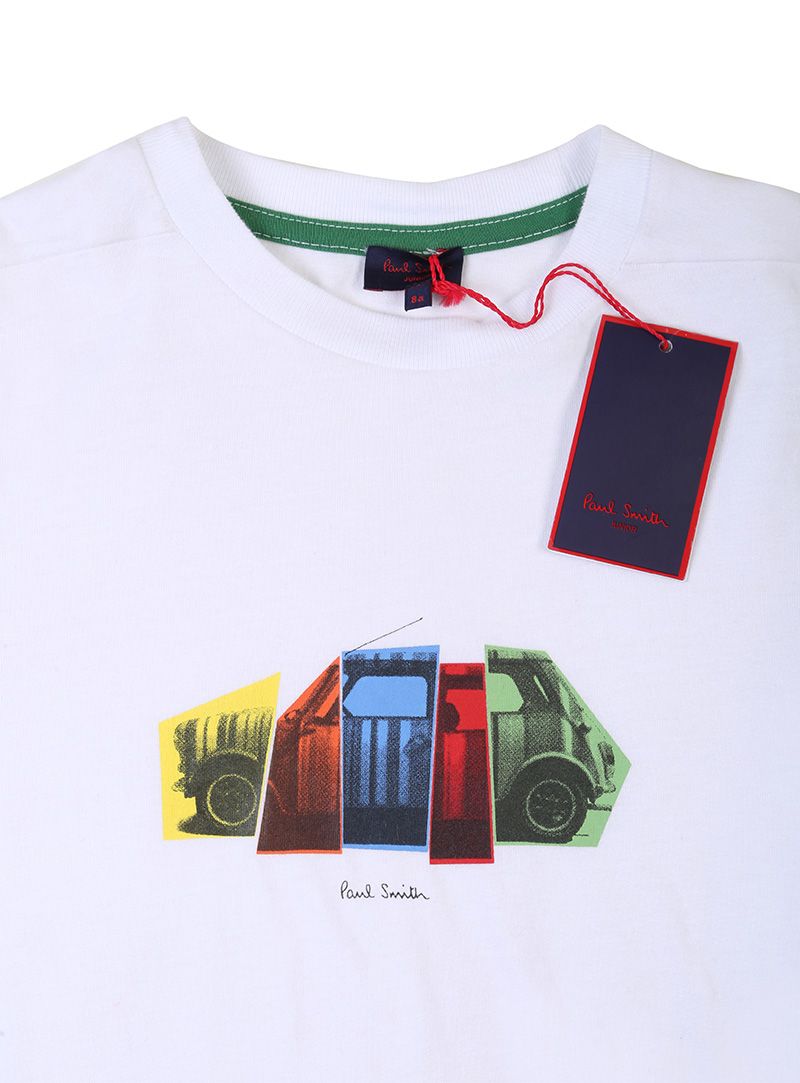 Paul Smith Junior White Car Print T-Shirt