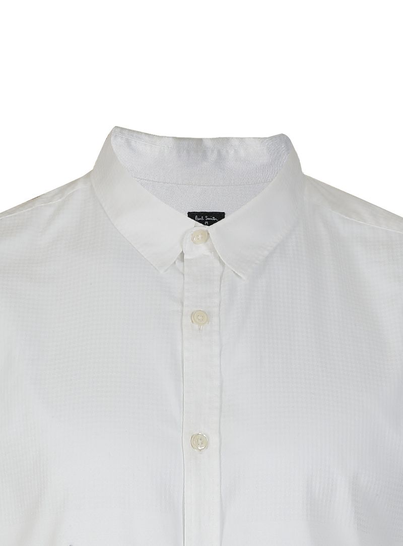 Paul Smith White Classic Herringbone Self Print Shirt