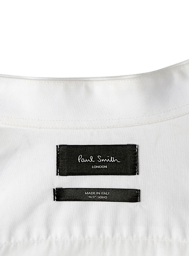 Paul Smith White Classic Herringbone Self Print Shirt