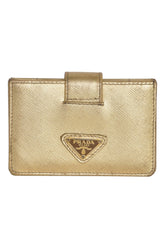 Prada Gold Saffiano Card Holder