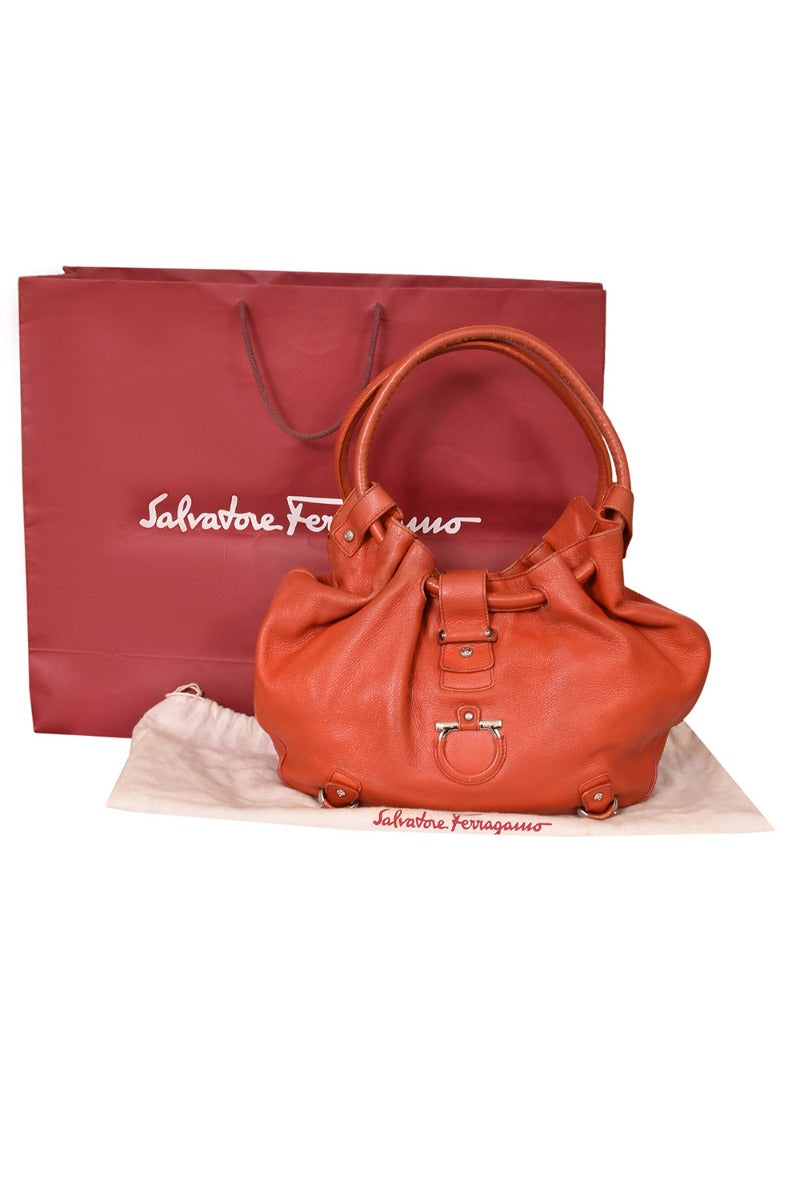salvatore-ferragmo-orange-leather-gancinilucchetto-hobo-bag