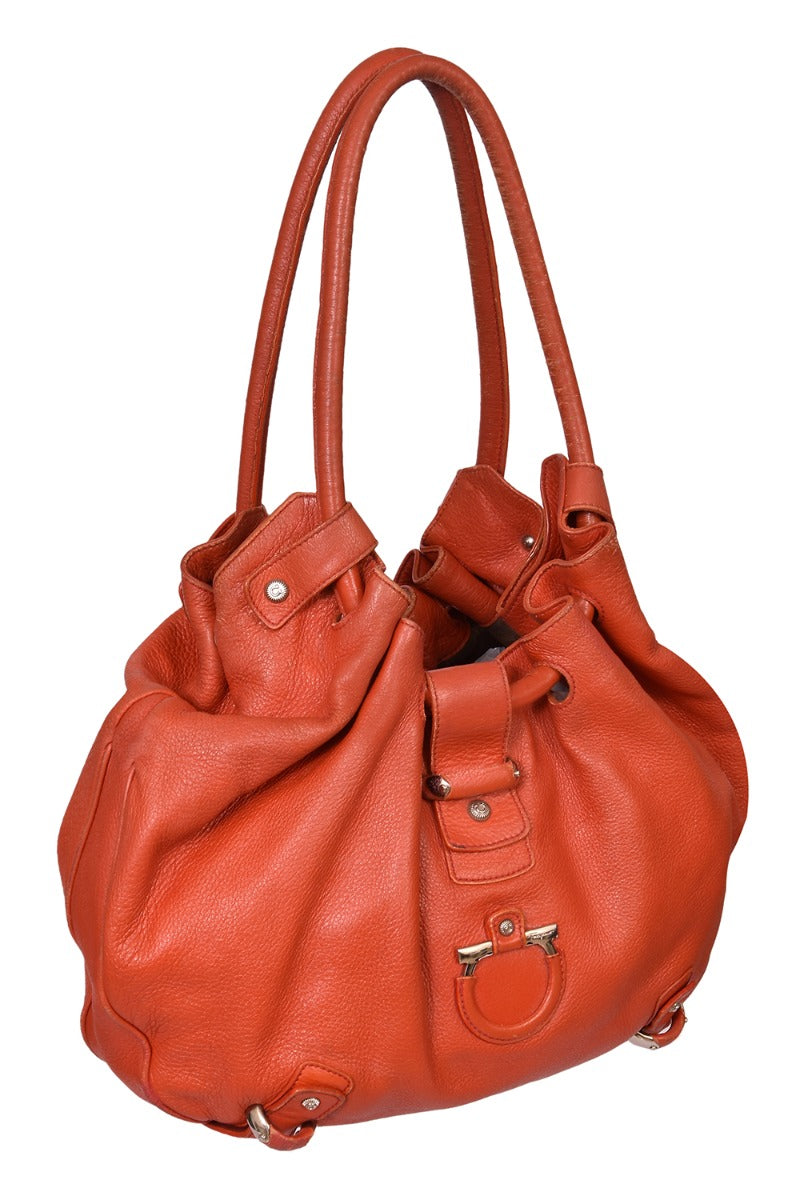 salvatore-ferragmo-orange-leather-gancinilucchetto-hobo-bag
