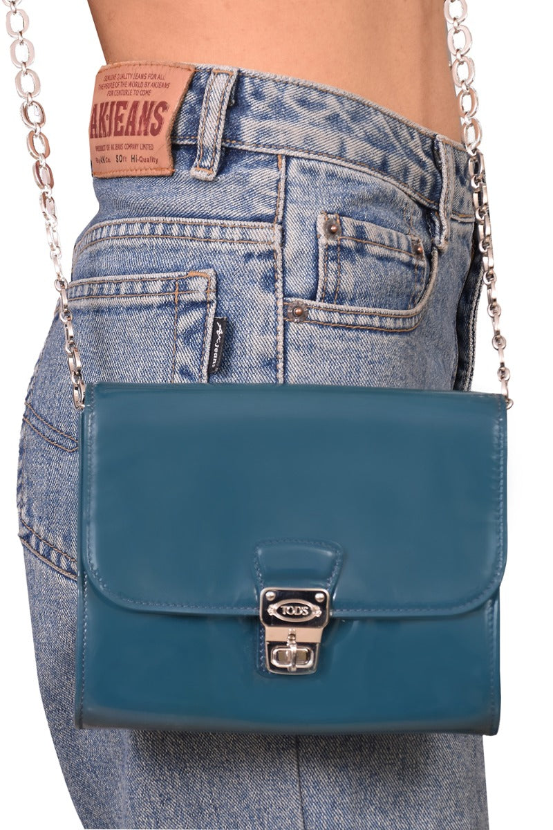 tod-s-patent-leather-teal-crossbody-bag