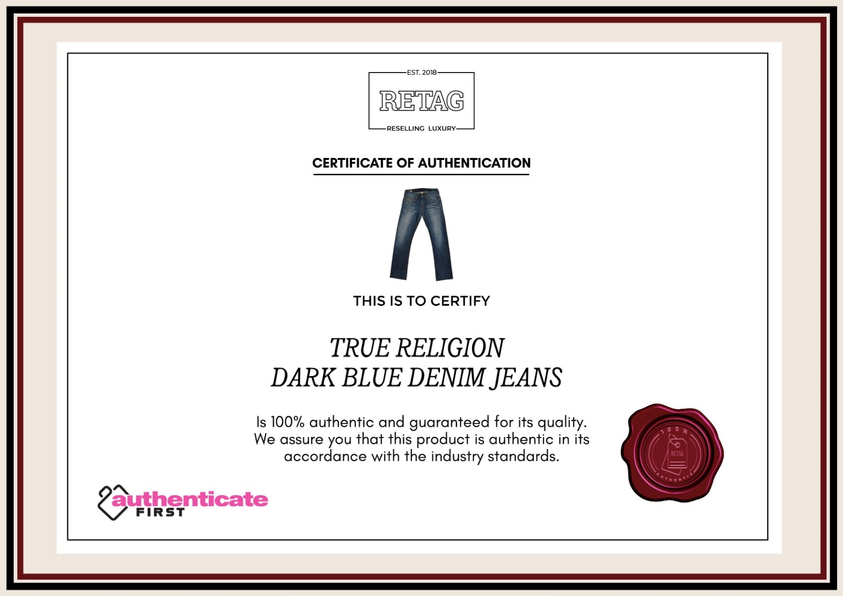 True Religion Dark Blue Denim Jeans