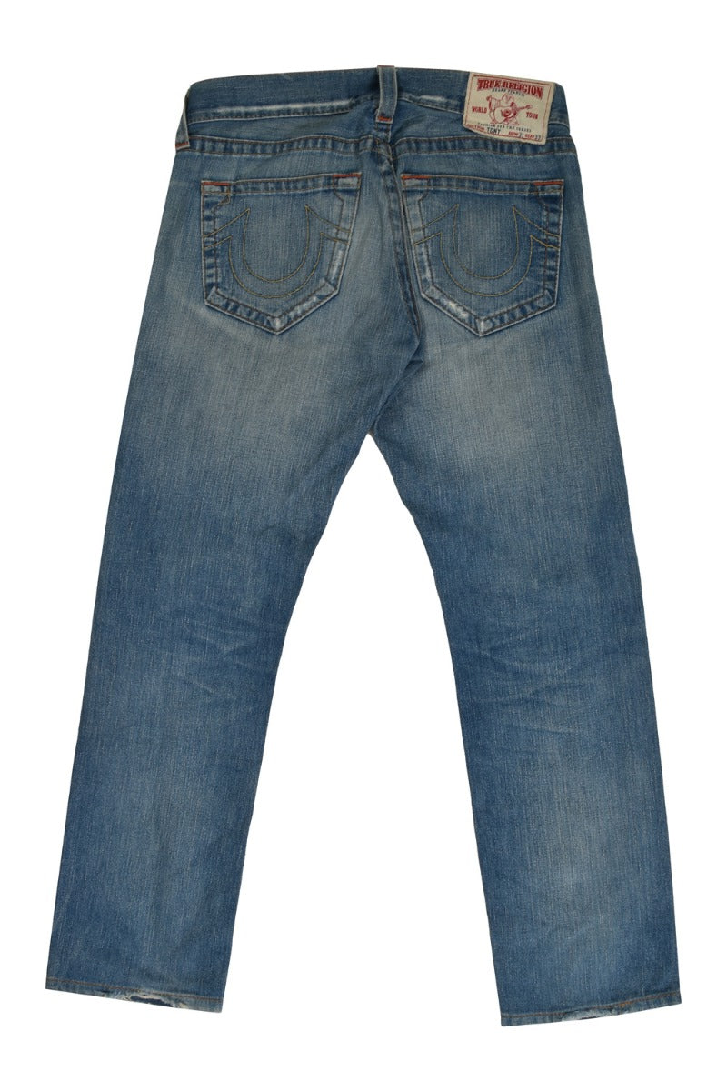 True Religion Ripped Button Denim Jeans
