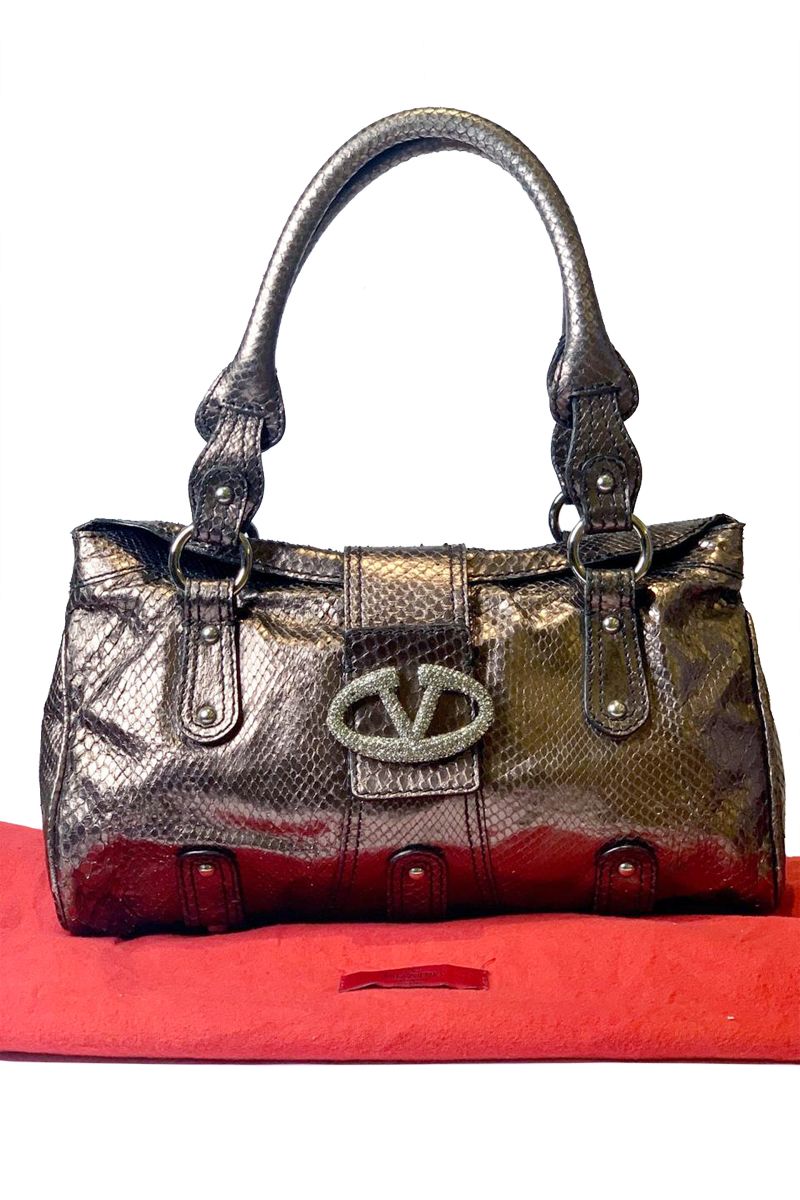 Valentino V Logo Snakeskin Bag
